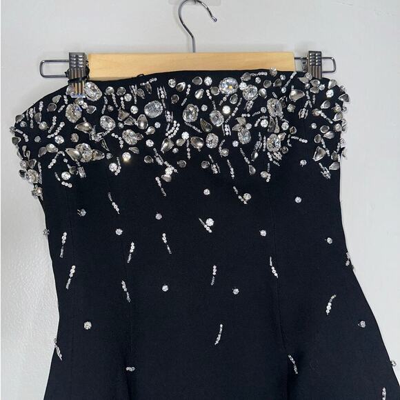 Jonathan Simkhai Arta Bustier Rhinestone Strapless Mini Cocktail Dress Black XS - Picture 5 of 13
